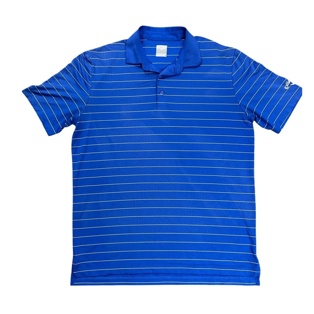 Callaway Opti-Dri Golf Polo Mens M Performance Moisture Wicking Blue Striped